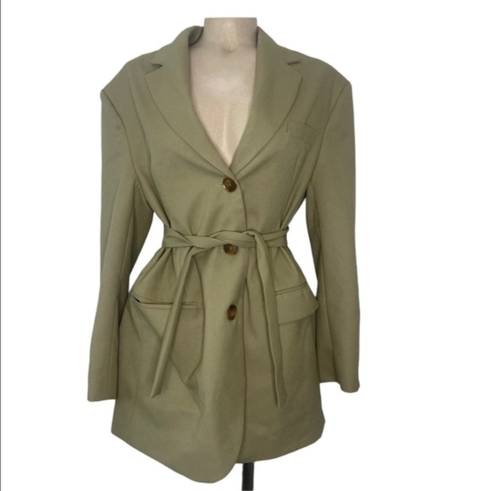 Asos Design Military Style Belted Blazer Oversized  Button Front Jacket Size 6